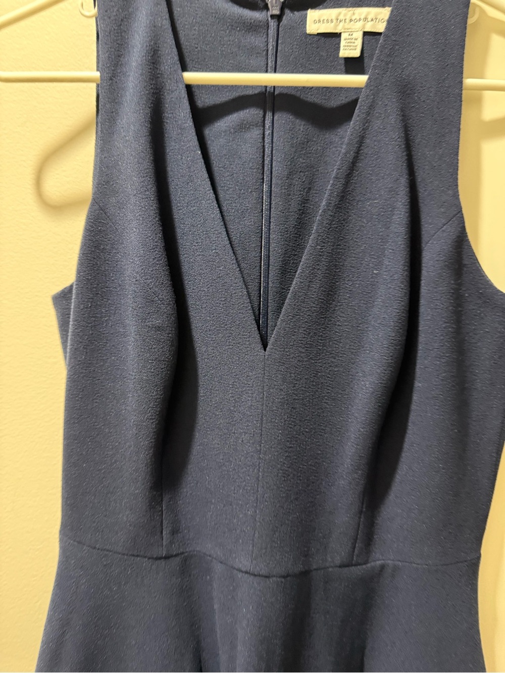 Dress the Population Navy Blue V-Neck Sleeveless Dress, Medium